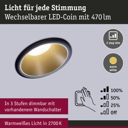 Paulmann 4064161242248 Cole Coin vestavné svítidlo, LED, 6 W, černá, zlatá, sada 4 ks