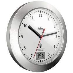 Mebus 41124 DCF nástěnné hodiny 17 cm x 6 cm, stříbrná, vhodné do koupelny / vlhkého prostoru