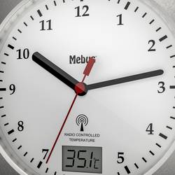 Mebus 41124 DCF nástěnné hodiny 17 cm x 6 cm, stříbrná, vhodné do koupelny / vlhkého prostoru