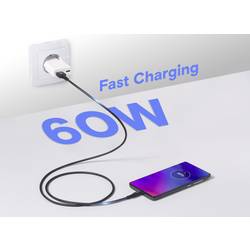 Renkforce USB kabel USB 2.0 USB-A zástrčka, USB-C ® zástrčka 1.00 m černá flexibilní provedení, extrémně odolné pletené stínění, oboustranně zapojitelná