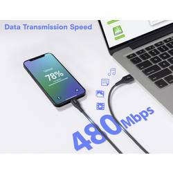 Renkforce USB kabel USB 2.0 USB-A zástrčka, USB-C ® zástrčka 1.00 m černá flexibilní provedení, extrémně odolné pletené stínění, oboustranně zapojitelná