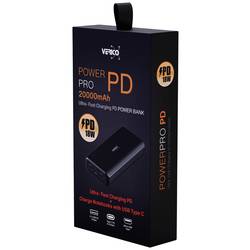 Verico Power Pro PD powerbanka Li-Pol, 20000 mAh, Dodávka energie, USB-A, USB-C®, černá