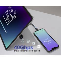 Renkforce USB3® adaptér [1x USB-C® zástrčka - 1x USB-C® zásuvka] USB4® U-Type Charging Adapter, 8K, 140W, 40 Gbps LED displej s nabíjením (napětí/proud/výkon),