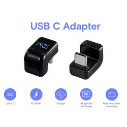 Renkforce USB3® adaptér [1x USB-C® zástrčka - 1x USB-C® zásuvka] USB4® U-Type Charging Adapter, 8K, 140W, 40 Gbps LED displej s nabíjením (napětí/proud/výkon),