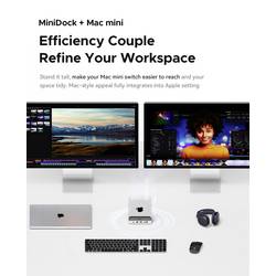 ORICO USB-C® dokovací stanice VS10 Mini Dock Desktop Stand Integrovaný držák, integrovaná čtečka karet, Rozšiřující patice M.2 SSD