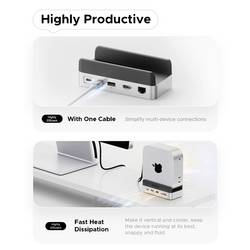 ORICO USB-C® dokovací stanice VS10 Mini Dock Desktop Stand Integrovaný držák, integrovaná čtečka karet, Rozšiřující patice M.2 SSD
