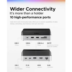 ORICO USB-C® dokovací stanice VS10 Mini Dock Desktop Stand Integrovaný držák, integrovaná čtečka karet, Rozšiřující patice M.2 SSD