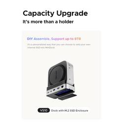 ORICO USB-C® dokovací stanice VS10 Mini Dock Desktop Stand Integrovaný držák, integrovaná čtečka karet, Rozšiřující patice M.2 SSD