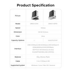 ORICO USB-C® dokovací stanice VS10 Mini Dock Desktop Stand Integrovaný držák, integrovaná čtečka karet, Rozšiřující patice M.2 SSD