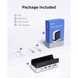 ORICO USB-C® dokovací stanice VS10 Mini Dock Desktop Stand Integrovaný držák, integrovaná čtečka karet, Rozšiřující patice M.2 SSD