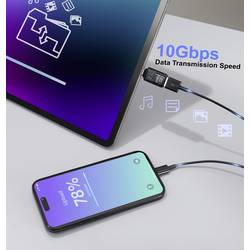 Renkforce USB adaptér [1x USB-C® zástrčka - 1x USB-A zásuvka] USB 3.2 Type C/A Charging Adapter, PD36W, 10 Gpbs LED displej s nabíjením (napětí/proud/výkon)