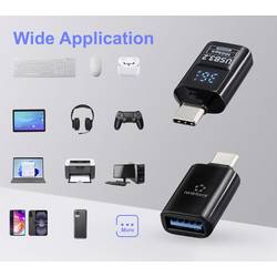 Renkforce USB adaptér [1x USB-C® zástrčka - 1x USB-A zásuvka] USB 3.2 Type C/A Charging Adapter, PD36W, 10 Gpbs LED displej s nabíjením (napětí/proud/výkon)