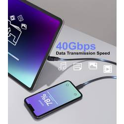 Renkforce USB3® adaptér [1x USB-C® zástrčka - 1x USB-C® zásuvka] USB4® L-Type Male to Female Charging Adapter, 8K, 140W, 40 Gpbs LED displej s nabíjením