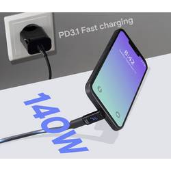 Renkforce USB3® adaptér [1x USB-C® zástrčka - 1x USB-C® zásuvka] USB4® L-Type Male to Female Charging Adapter, 8K, 140W, 40 Gpbs LED displej s nabíjením