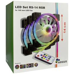 Inter-Tech Argus RS14 PC větrák s krytem černá (š x v x h) 140 x 140 x 25 mm vč. dálkového ovládání, včetně LED osvětlení