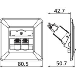 Metz Connect 130B11D21002-E síťová zásuvka pod omítku panel s čelní deskou a rámečkem 2 porty čistě bílá