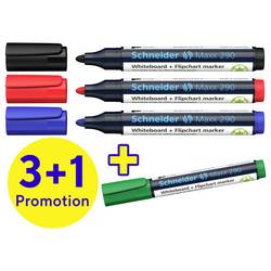 Schneider Schreibgeräte Whiteboard-Marker Maxx 290 4er Etui sortiert, 3+1 Aktion 129084 popisovač na bílé tabule 4 ks