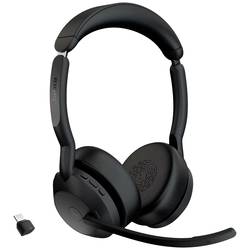 Jabra Evolve 2 55 MS Stereo Headset otevřená (On Ear) Bluetooth® stereo černá Potlačení hluku, Redukce šumu mikrofonu Počítače