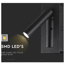 V-TAC VT-88061-B 239996 lampička na noční stolek LED LED 2 W teplá bílá Energetická třída (EEK2021): G (A - G) Just Black