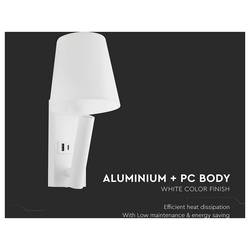 V-TAC VT-80062-W 240006 lampička na noční stolek LED LED 2 W teplá bílá Energetická třída (EEK2021): G (A - G) přírodní bílá