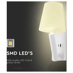 V-TAC VT-80062-W 240006 lampička na noční stolek LED LED 2 W teplá bílá Energetická třída (EEK2021): G (A - G) přírodní bílá