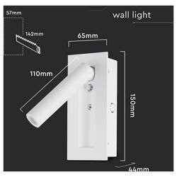 V-TAC VT-88061-W 239986 lampička na noční stolek LED LED 2 W teplá bílá Energetická třída (EEK2021): G (A - G) přírodní bílá