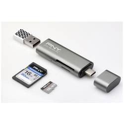 PNY R-TC-UA-3N1E01-RB externí čtečka paměťových karet USB-C™ (USB 3.2 Gen 1) metalická