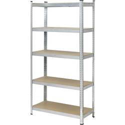 TOOLCRAFT TO-7863108 regál na těžké předměty, (š x v x h) 900 x 1800 x 400 mm, kov, MDF, pozinkovaná, stříbrná