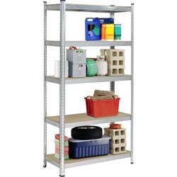 TOOLCRAFT TO-7863108 regál na těžké předměty, (š x v x h) 900 x 1800 x 400 mm, kov, MDF, pozinkovaná, stříbrná