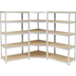 TOOLCRAFT TO-7863108 regál na těžké předměty, (š x v x h) 900 x 1800 x 400 mm, kov, MDF, pozinkovaná, stříbrná