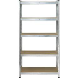 TOOLCRAFT TO-7863108 regál na těžké předměty, (š x v x h) 900 x 1800 x 400 mm, kov, MDF, pozinkovaná, stříbrná