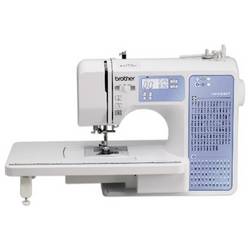 Brother Počítačem řízený šicí stroj FS100WTVM1 počítačová podpora, s displejem, LED osvětlení, s přísuvným stolem modrobílá