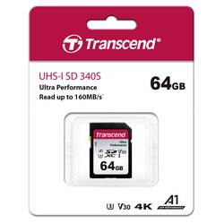 Transcend TS64GSDC340S paměťová karta SDXC 64 GB A1 Application Performance Class, v30 Video Speed Class, UHS-Class 3 nárazuvzdorné, vodotěsné