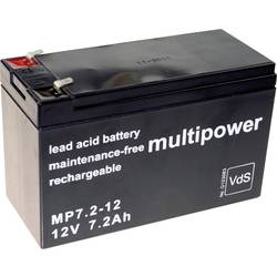 multipower MP7,2-12 MP7.2-12 olověný akumulátor 12 V 7.2 Ah olověný se skelným rounem (š x v x h) 65 x 102 x 151 mm póly kontaktu bezúdržbové, nepatrné