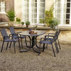 Siena Garden Paco N47122 zahradní stůl ocel, Melamin antracit (matný), břidlicová, antická