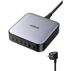 UGREEN 40914 síťový adaptér / napájení, USB 2.0 zásuvka A, USB 2.0 zásuvka A, USB-C® zásuvka, USB-C® zásuvka, USB-C® zásuvka, USB-C® zásuvka, 200 W, černá, šedá