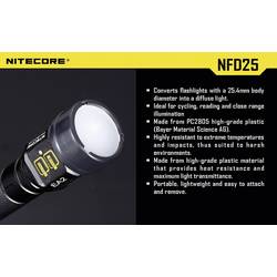 NiteCore NITNFD25 difuzor EC1, EC2, EA1, EA2, MT2C, P12, SRT3, SRT5 a kapesní svítilny o Ø 25 mm