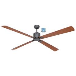 CasaFan ECO NEO III 180-4 BG-NB/KI WiFi Flügel Nussbaum/Kirsche stropní ventilátor 28 W (Ø x v) 180 cm x 360 mm čedičově šedá s dálkovým ovládáním, s