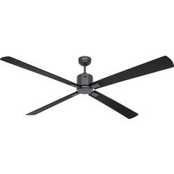 CasaFan ECO NEO III 180-4 BG-SW/TK WiFi Flügel Schwarz/Teak stropní ventilátor 28 W (Ø x v) 180 cm x 360 mm čedičově šedá s dálkovým ovládáním, s časovačem,
