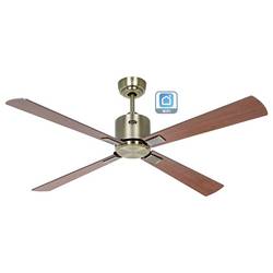 CasaFan ECO NEO III 132 MA-NB/KI WiFi Flügel Nussbaum/Kirsche stropní ventilátor 27 W (Ø x v) 132 cm x 360 mm starožitná mosaz s dálkovým ovládáním, s