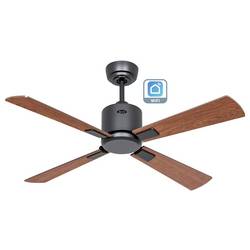 CasaFan ECO NEO III 103 BG-NB/KI WiFi Flügel Nussbaum/Kirsche stropní ventilátor 16 W (Ø x v) 103 cm x 360 mm čedičově šedá s dálkovým ovládáním, s časovačem,