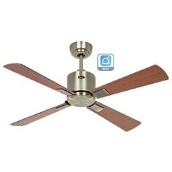 CasaFan ECO NEO III 103 MA-NB/KI WiFi Flügel Nussbaum/Kirsche stropní ventilátor 16 W (Ø x v) 103 cm x 360 mm starožitná mosaz s dálkovým ovládáním, s