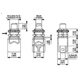 APEM 1212A2, 1212A2 tlačítko, 12.2 mm, 250 V/AC, 4 A, 1 ks