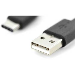 Digitus USB kabel USB 2.0 USB-C ® zástrčka, USB-A zástrčka 1.80 m černá stíněný AK-300154-018-S