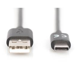 Digitus USB kabel USB 2.0 USB-C ® zástrčka, USB-A zástrčka 1.80 m černá stíněný AK-300154-018-S