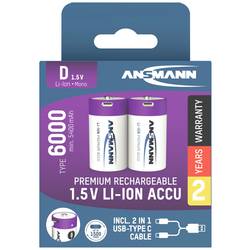 Ansmann LR20 USB-C akumulátor velké mono D Li-Ion 6000 mAh 1.5 V 2 ks