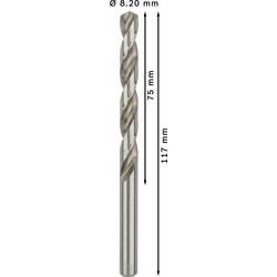 Bosch Accessories 2608585509 HSS kovový spirálový vrták 8.2 mm Celková délka 117 mm broušený DIN 338 válcová stopka 5 ks
