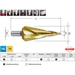 RUKO 101052T HSS stupňovitý vrták Celková délka 100 mm TiN 1 ks