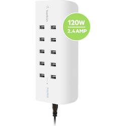 Belkin RockStar USB nabíjecí hub, 10x USB A, 120 W, bílá, černá
