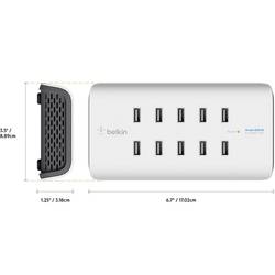 Belkin RockStar USB nabíjecí hub, 10x USB A, 120 W, bílá, černá